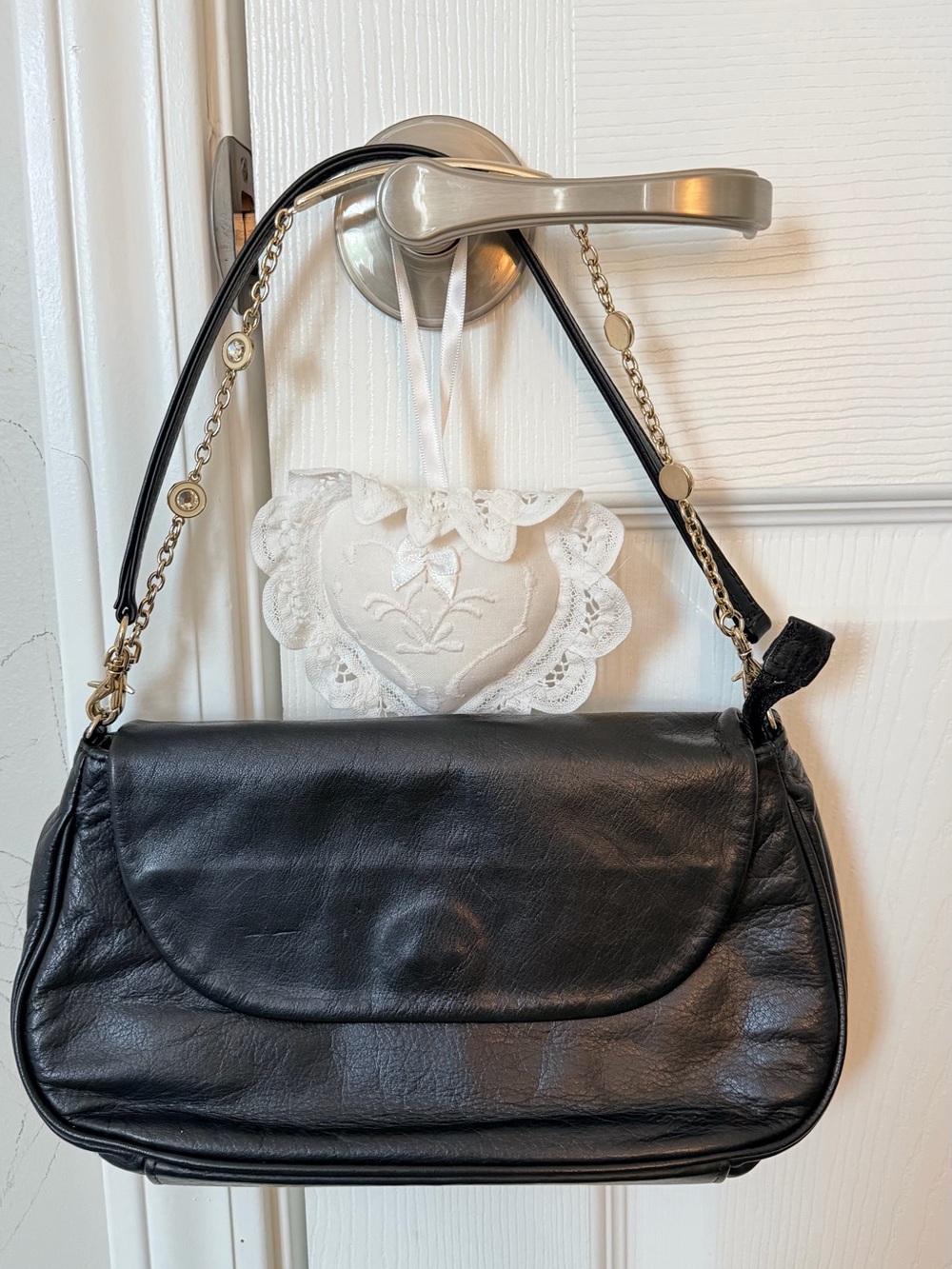 Vintage agnes b. Black Leather Shoulder Bag